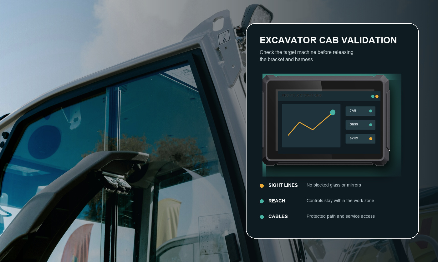 PDS rugged computer for excavator cab validation