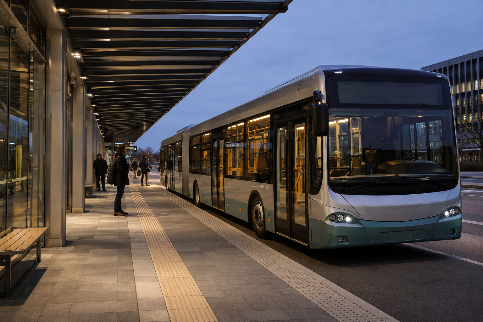 Bus onboard terminal application in public transportation at a city platform