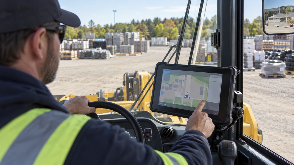 Sunlight readable vehicle computer viewed from an outdoor equipment cab