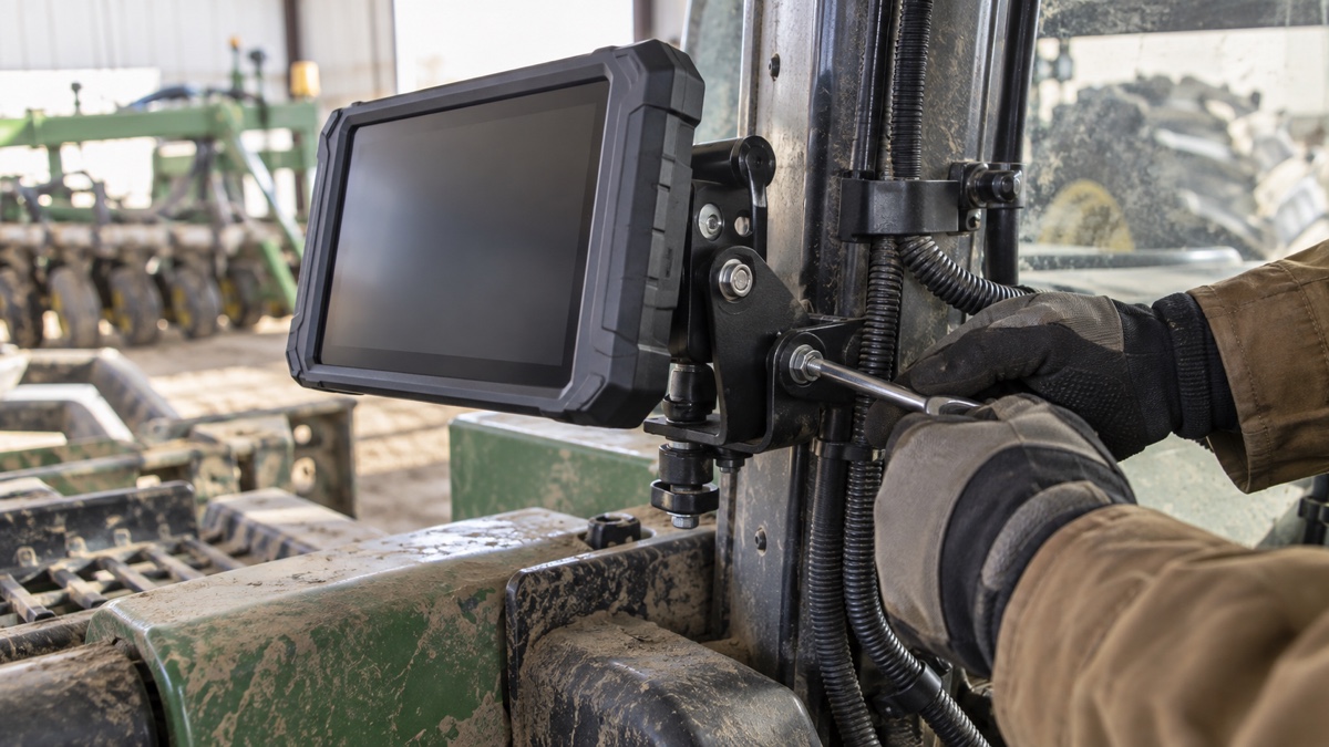Wide voltage vehicle computer on a vibration-resistant mount in heavy equipment