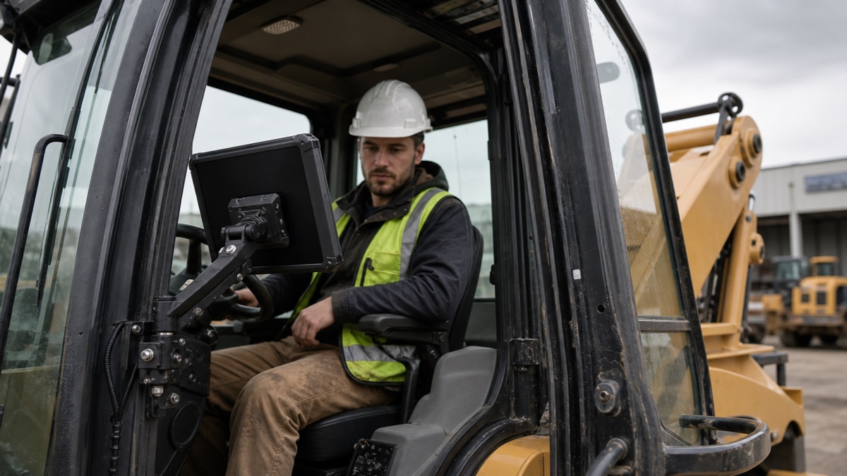 OEM rugged vehicle computer pilot installation in an industrial cab